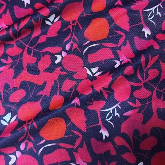 NWT Flirty & Floral V-Neck Spring Summer Dress Puffy Sleeve Midi Red Navy L-XL12 - Picture 4 of 9